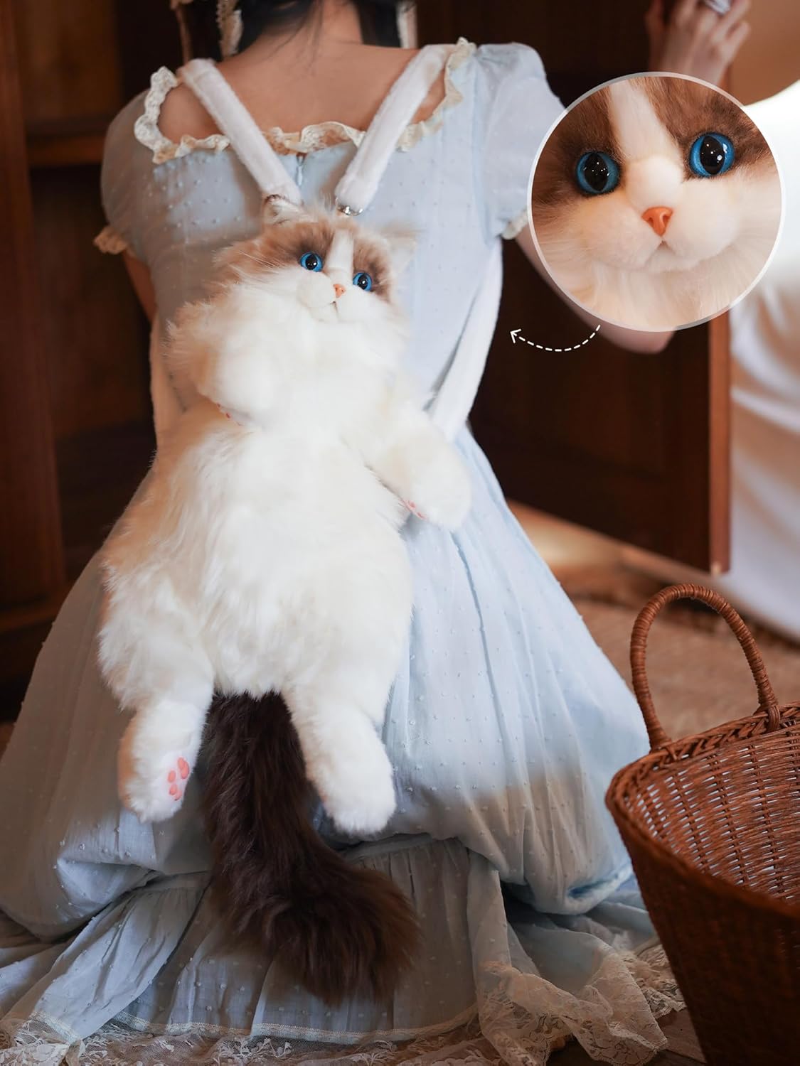 😻🎒Stuffed Realistic Ragdoll Cat Plush Backpack
