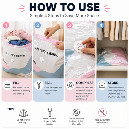 💖 Buy 2 Get 1 FREE! No-Pump Vacuum Storage Bags