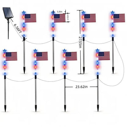 🔥Last Day: 49% OFF🔥8 Solar American Flag Pathway Lights – Red, White & Blue Yard Glow for 250th Independence Celebration 🇺🇸✨